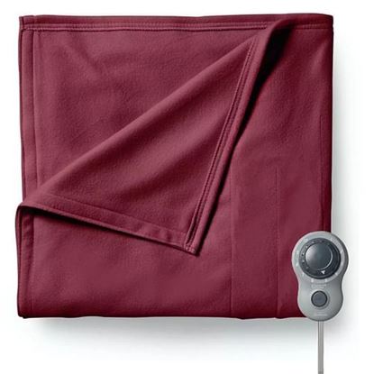 Picture of Sunbeam Full Size Electric Fleece Heated Blanket in Garnet