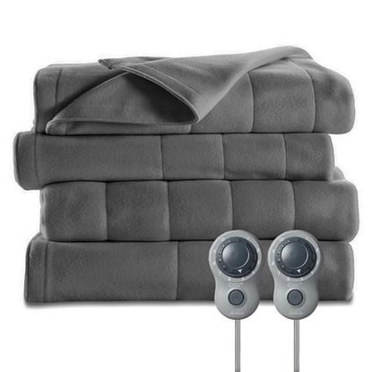 Picture of Sunbeam Queen Size Electric Fleece Heated Blanket in Slate with Dual Zone