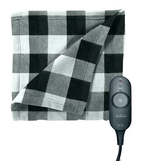 Picture of Sunbeam Electric Heated Plaid Fleece Throw with Push Button Control