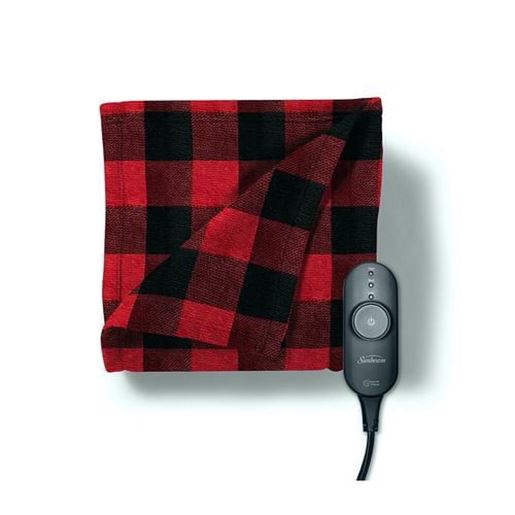 Picture of Sunbeam Electric Heated Plaid Fleece Throw with Push Button Control