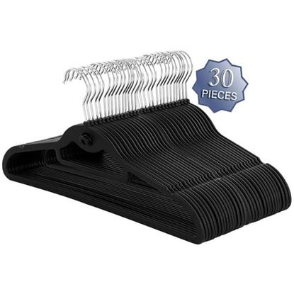 Picture of Elama Home 30 Piece Rubber Non Slip Hanger with Hanging Tab in Black