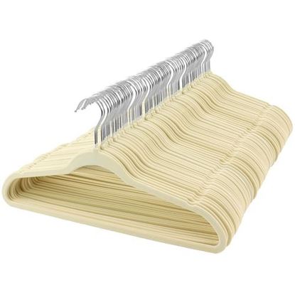 Picture of Elama Home 100 Piece Heavy Duty Velvet Non-Slip Slim Profile Hanger Set in Cream