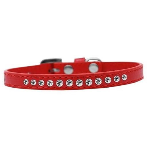 Picture of Clear Crystal Size 12 Red Puppy Collar