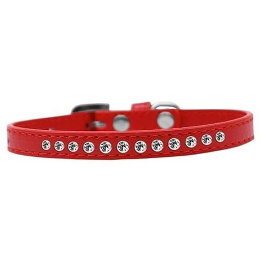 Picture of Clear Crystal Size 14 Red Puppy Collar