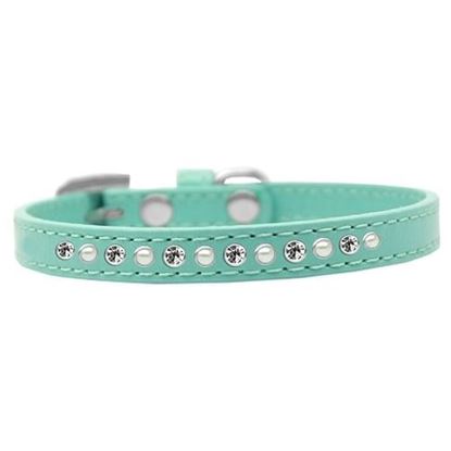 Picture of Pearl and Clear Crystal Size 10 Aqua Puppy Collar