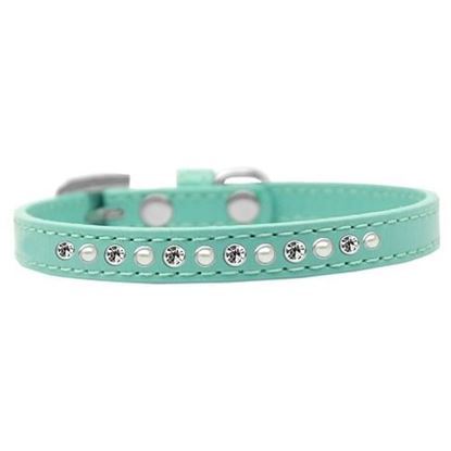 Picture of Pearl and Clear Crystal Size 12 Aqua Puppy Collar