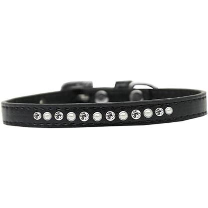 Picture of Pearl and Clear Crystal Size 10 Black Puppy Collar