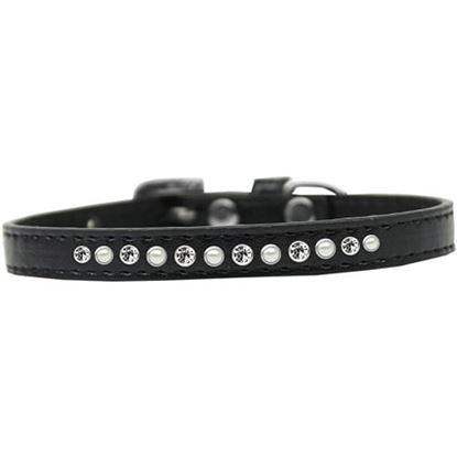 Picture of Pearl and Clear Crystal Size 12 Black Puppy Collar