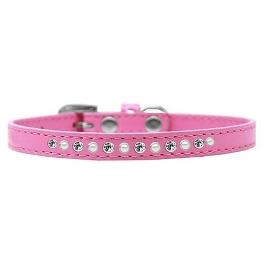 Picture of Pearl and Clear Crystal Size 10 Bright Pink Puppy Collar