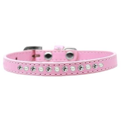 Picture of Pearl and Clear Crystal Size 14 Light Pink Puppy Collar