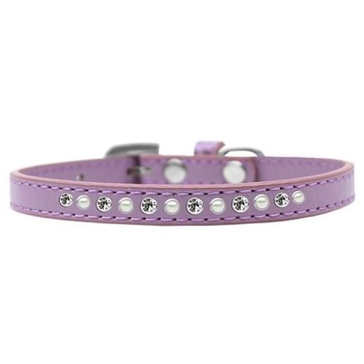 Picture of Pearl and Clear Crystal Size 14 Lavender Puppy Collar