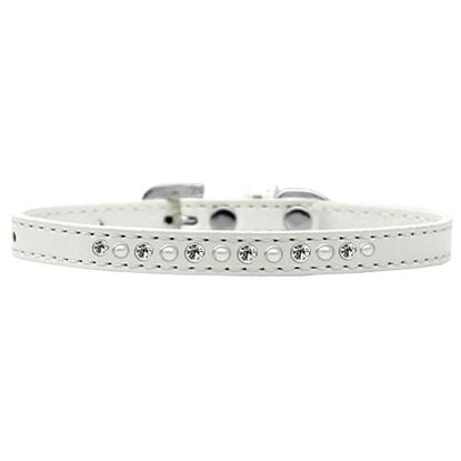 Picture of Pearl and Clear Crystal Size 14 White Puppy Collar