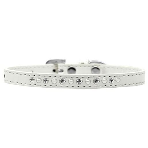 Picture of Pearl and Clear Crystal Size 16 White Puppy Collar