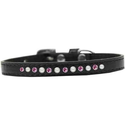 Picture of Pearl and Pink Crystal Size 10 Black Puppy Collar