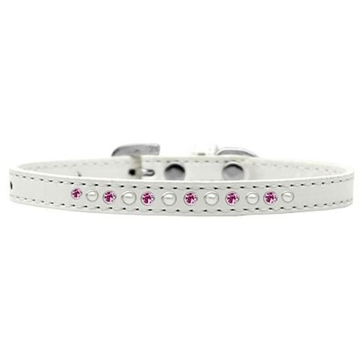 Picture of Pearl and Pink Crystal Size 10 White Puppy Collar