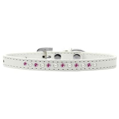 Picture of Pearl and Pink Crystal Size 14 White Puppy Collar