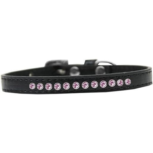 Picture of Light Pink Crystal Size 16 Black Puppy Collar