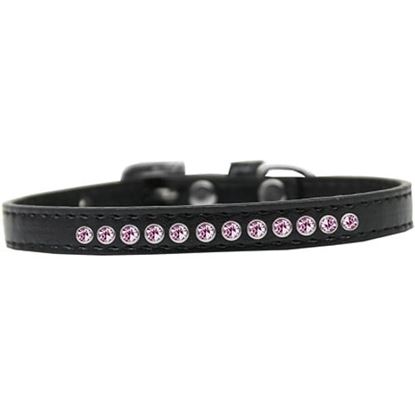 Picture of Bright Pink Crystal Size 10 Black Puppy Collar