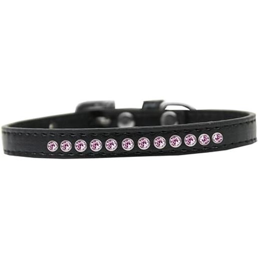 Picture of Bright Pink Crystal Size 12 Black Puppy Collar