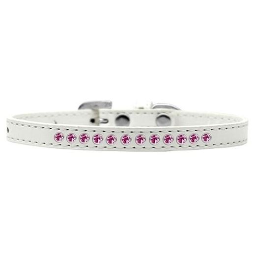 Picture of Bright Pink Crystal Size 10 White Puppy Collar