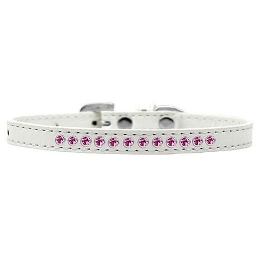 Picture of Bright Pink Crystal Size 12 White Puppy Collar