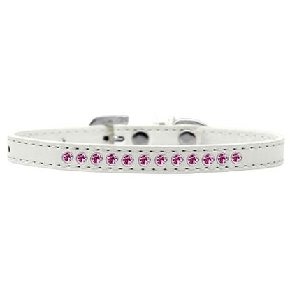 Picture of Bright Pink Crystal Size 16 White Puppy Collar