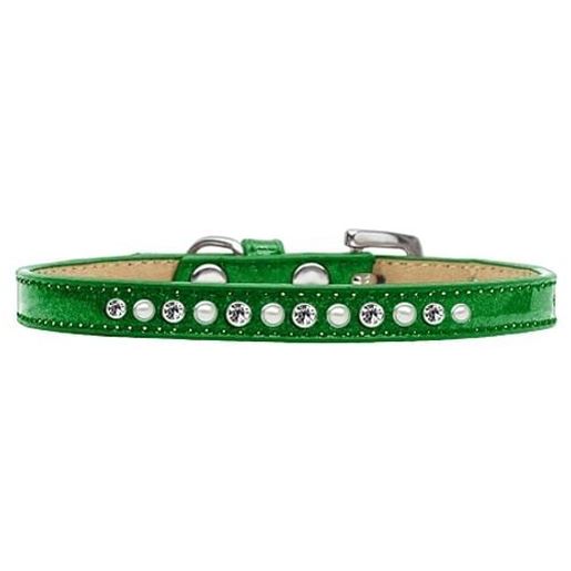 Picture of Pearl and Clear Crystal Size 10 Emerald Green Puppy Ice Cream Collar