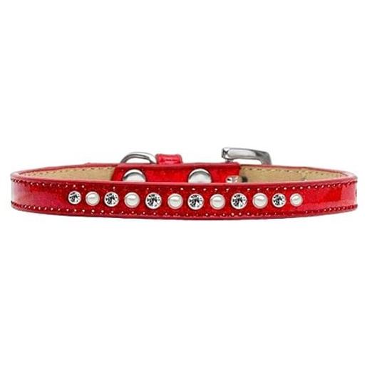 Picture of Pearl and Clear Crystal Size 16 Red Puppy Ice Cream Collar