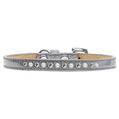 Picture of Pearl and Clear Crystal Size 10 Silver Puppy Ice Cream Collar