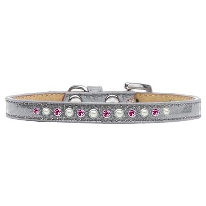 Picture of Pearl and Pink Crystal Size 10 Silver Puppy Ice Cream Collar