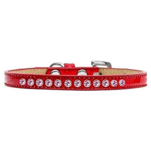 Picture of Light Pink Crystal Size 8 Red Puppy Ice Cream Collar