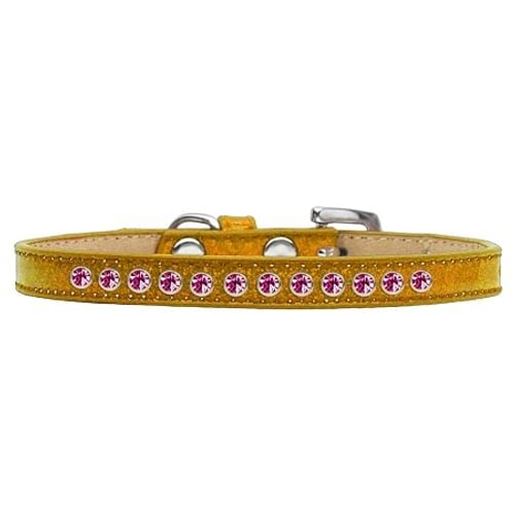 Picture of Bright Pink Crystal Size 10 Gold Puppy Ice Cream Collar