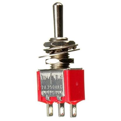 图片 Red 3 Pin ON-OFF-ON 3 SPDT Small Toggle Switch AC 6A/125V 3A/250V