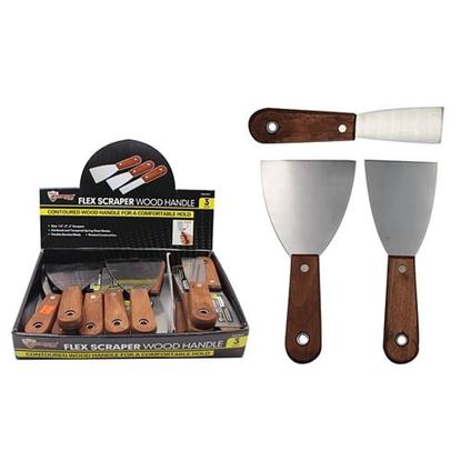 Image de . Case of [24] Assorted Wood Handle Putty Knives .