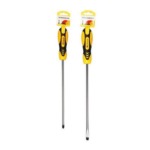 图片 . Case of [96] 14.37" Black & Yellow Screwdrivers - Phillips & Flat Head .