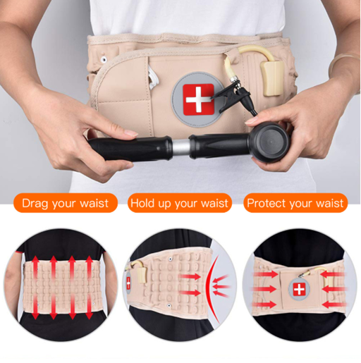 Picture of Quantity: 2pcs - Waist Air Traction Brace Belt Spinal Lumbar Support Back