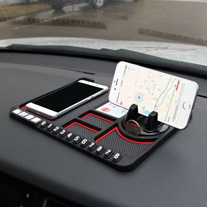 图片 Color: Big red - Car mobile phone bracket car anti-skid pad car car navigation device anti-mite pad instrument panel multi-function storage pad