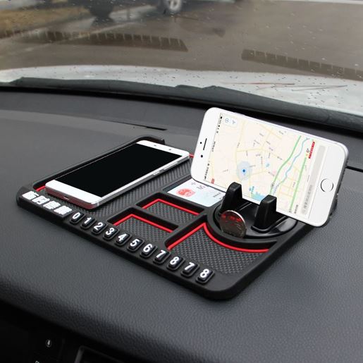 Picture of Color: Big red - Car mobile phone bracket car anti-skid pad car car navigation device anti-mite pad instrument panel multi-function storage pad