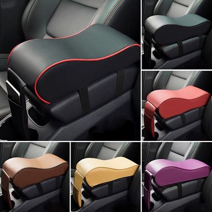 图片 Color: Purple - New Leather Car Armrest Pad Universal Auto Armrests Car Center Console Arm Rest Seat Box Pad Vehicle Protective Car Styling