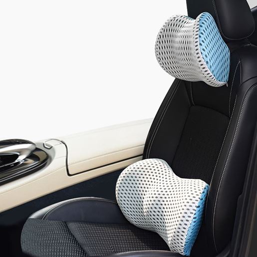 Picture of Color: D, style: Suit - Memory Foam Car Headrest Lumbar Support Set