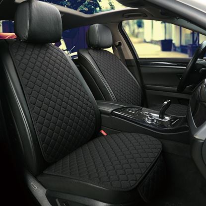 图片 Color: Black, Style: Cushion set of 3 - Flax Car Seat Cover Protector