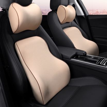 图片 Color: Black, Style: Headrest - Memory foam car headrest lumbar support