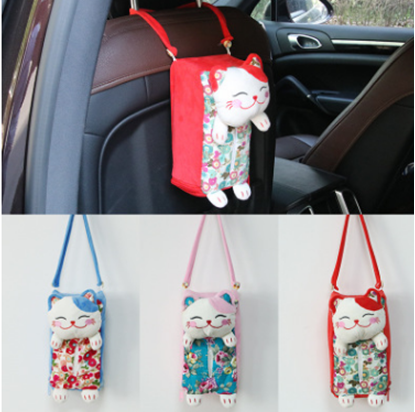 Picture of Lucky Cat Car Strap Tissue Box