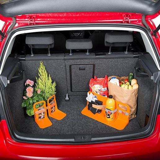 图片 Color: Yellow, Size: Small - Multifunctional Car Back Auto Trunk Fixed Rack Holder Luggage Box Stand Shake-proof Organizer