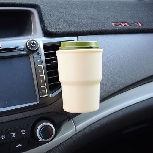 图片 Color: Beige, style: With clip - Car Multi-function Storage, Portable Water Cup Holder, Trash Can Beverage Holder