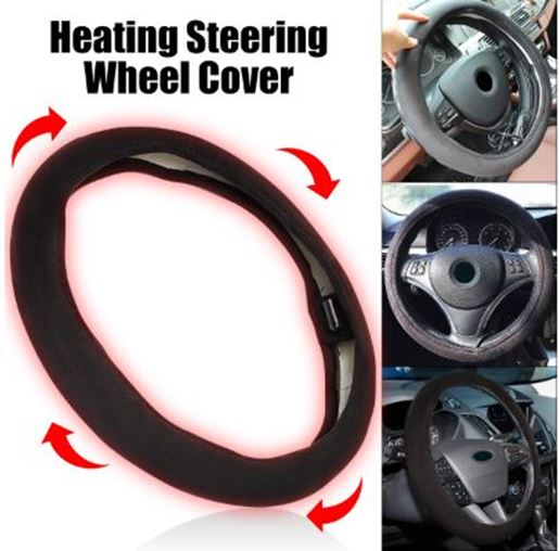 Picture of Auto Car Lighter Plug Heated Heating Electric Steering Wheel Covers Warmer Winter Universal Steering Covers