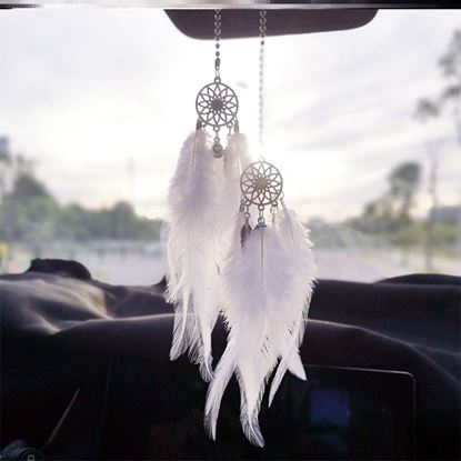 图片 Color: White, Style: Double circle - Dreamcatcher hanging pendant car