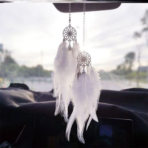 Picture of Color: White, Style: Double circle - Dreamcatcher hanging pendant car