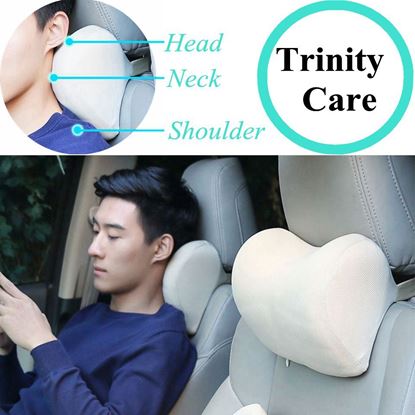 图片 Car Headrest Neck Pillow For Seat Chair In Auto Memory Foam Cushion Fabric Cover Soft Head Rest Travel Support