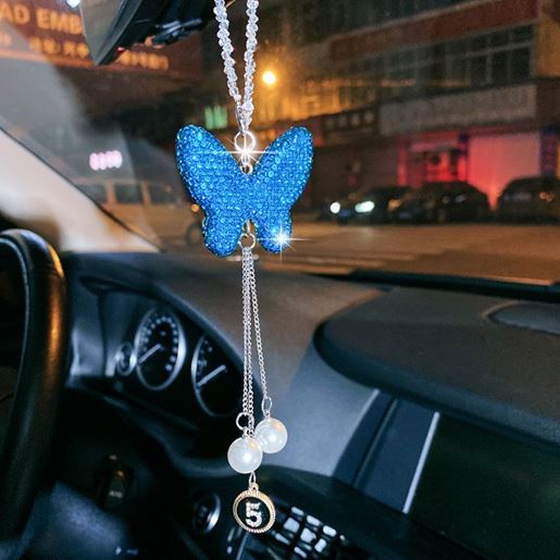 图片 Car Pendant With Pearl And Diamond Metal Bow